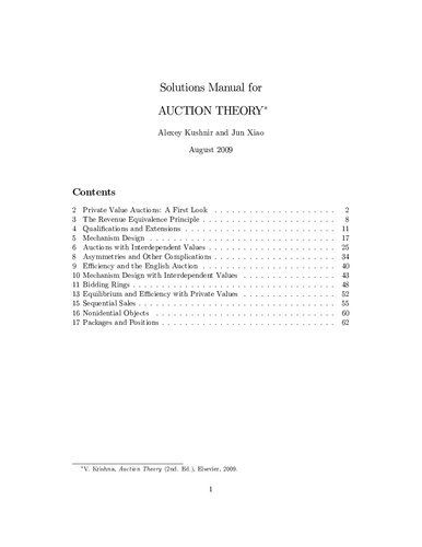 Auction Theory - Solutions Manual