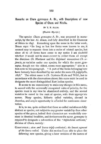 Remarks on Chara gymnopus A. Br., with descriptions of new species of Chara and Nitella