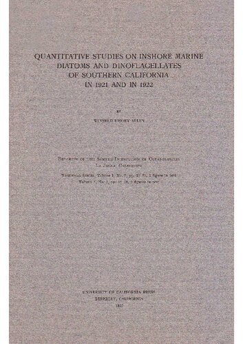 Quantitative studies on inshore marine Diatoms and Dinoflagellates of Southern California in 1921 and in 1922