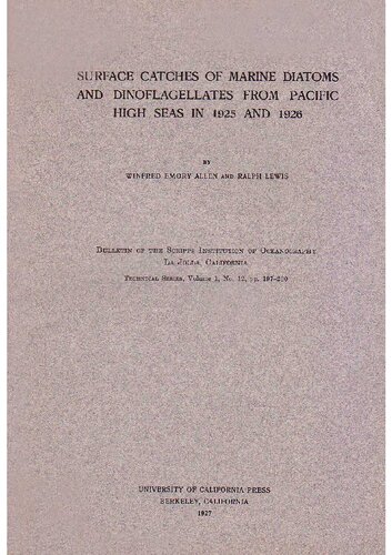 Surface catches of marine Diatoms and Dinoflagellates from Pacific High seas in 1925 and 1926