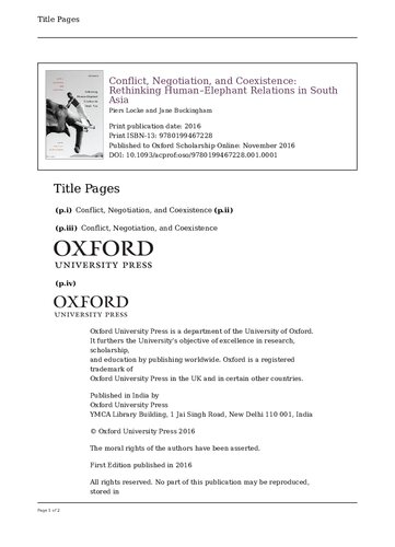 Conflict, Negotiation, and Coexistence: Rethinking Human-Elephant Relations in South Asia