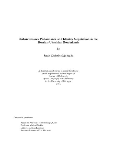 Kuban Cossack Performance and Identity Negotiation in the Russian-Ukrainian Borderlands