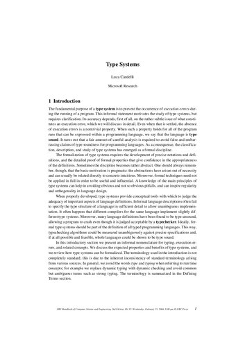 Type Systems（Luca Cardelli）