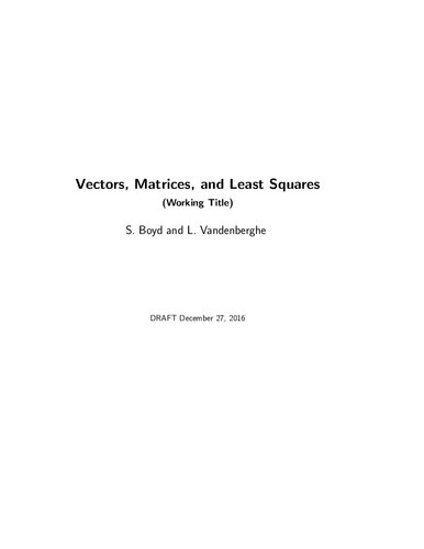 Vectors, Matrices, and Least Squares (Stanford EE103)
