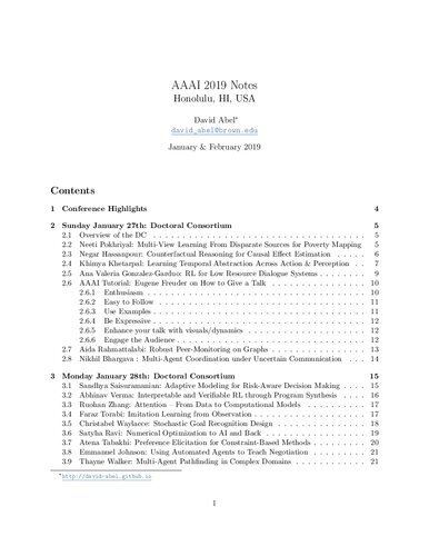 AAAI 2019 Notes