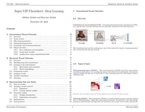 Deep Learning Super VIP Cheatsheet