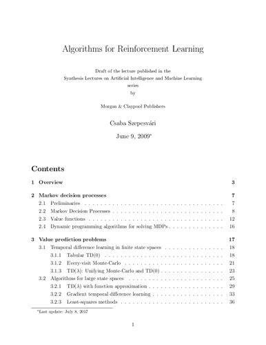 Algorithms for Reinforcement Learning