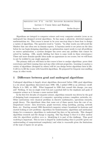 Advanced Algorithm Design Lecture Notes (Princeton COS521)