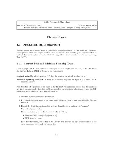 Advanced Algorithms Lecture Notes (MIT 6.854J)