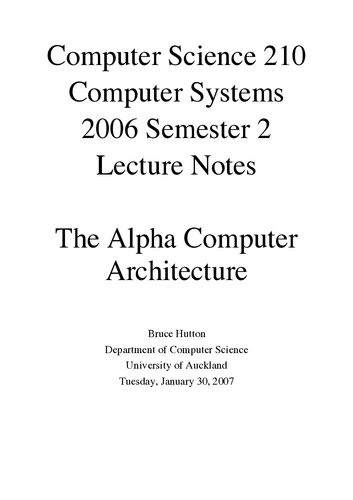 Aukland COMPSCI 210 Computer System 1 Lecture Notes
