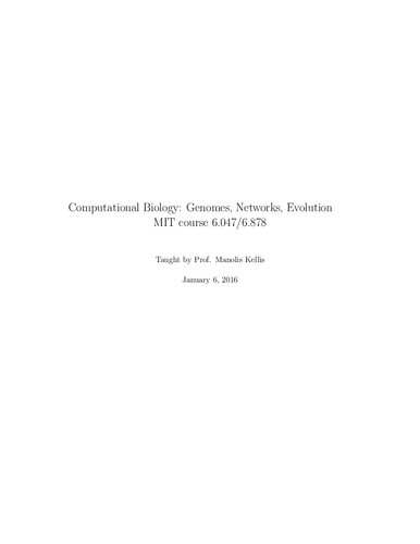 Computational Biology (MIT 6.047)