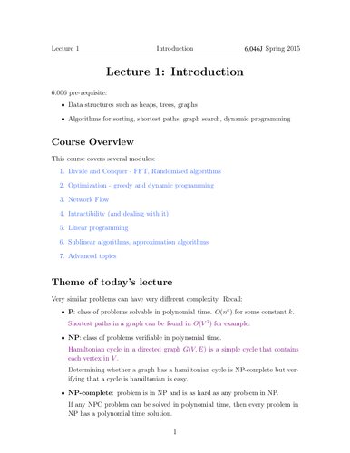 Design and Analysis of Algorithms Lecture Notes (MIT 6.046J)