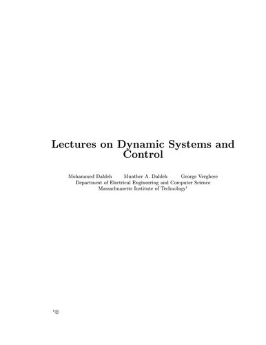 Dynamic Systems and Control Lecture Notes (MIT 6.241J)