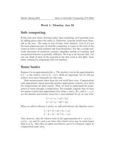 Introduction to Scientific Computing Lecture Notes (Cornell CS3220)