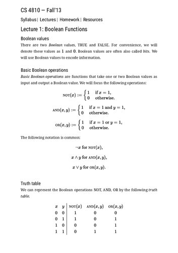 Introduction to Theory of Computing Lecture Notes (Cornell CS4810)