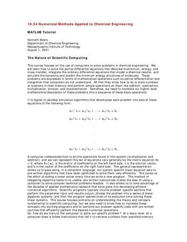 MATLAB Tutorial (MIT 10.34)