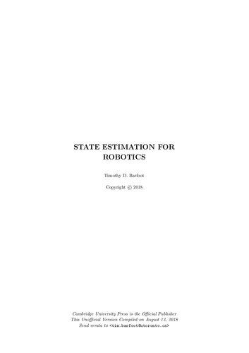 State Estimation for Robotics