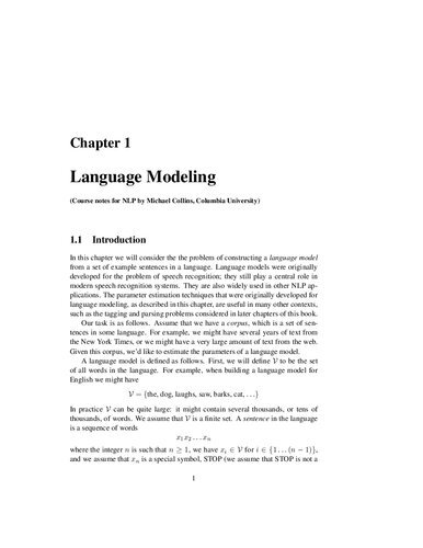 Natural Language Processing  Lecture Notes (Columbia CS4705)