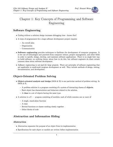 Software Design and Analysis II Lecture Notes (CUNY CSci235)