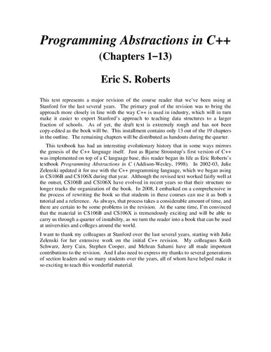 Programming Abstractions in C++