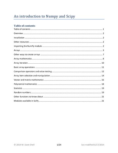 UCSB An introduction to Numpy and Scipy