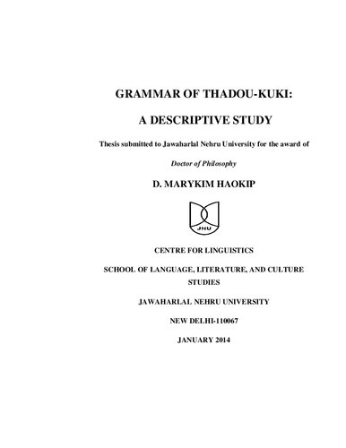 Grammar of Thadou-Kuki: a descriptive study