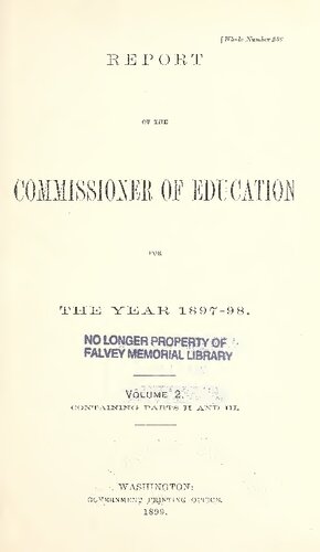 Report of the Commissioner for the Year 1897-98, containing Paper II and III