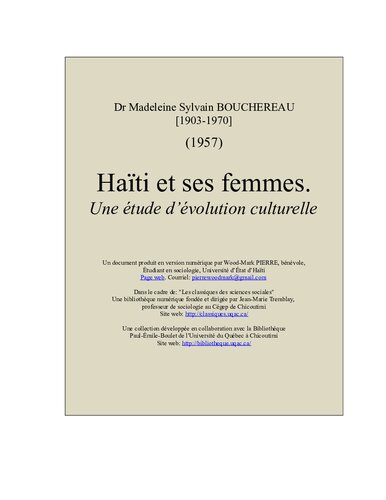 Haïti et ses femmes. Une étude d’évolution culturelle