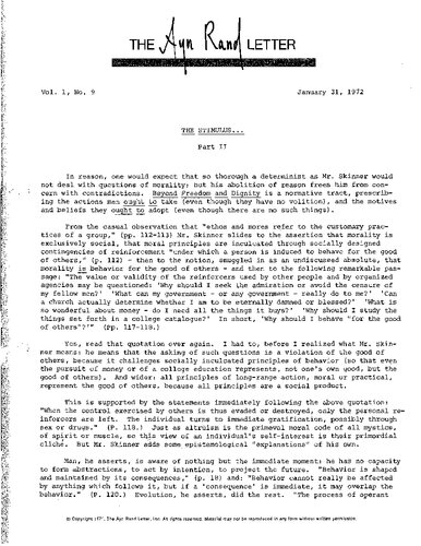 The Ayn Rand Letter (January to May 1972)