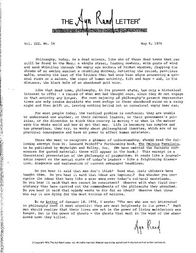 The Ayn Rand Letter (May 1974- April 1976)