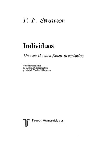Individuos: ensayo de metafísica descriptiva