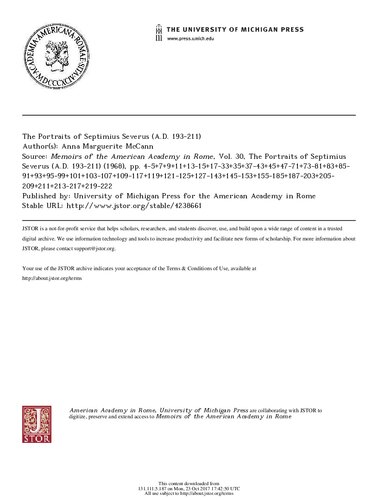 The Portraits of Septimius Severus (A.D. 193-211)