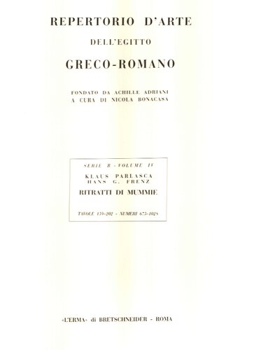 Repertorio d'arte dell'Egitto greco-romano. Serie B