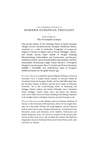 The Cambridge History of Modern European Thought, Volume 2: The Twentieth Century