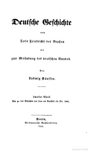 Deutsche Geschichte vom Tode Friedrichs des Großen bis zur Gründung des deutschen Bundes