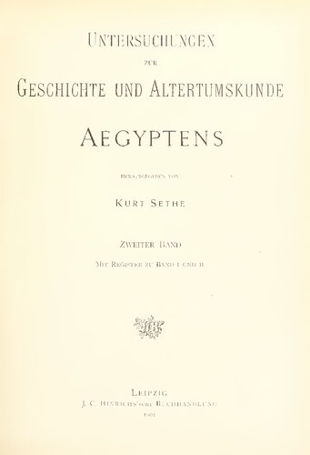 Untersuchungen zur Geschichte und Altertumskunde Ägyptens