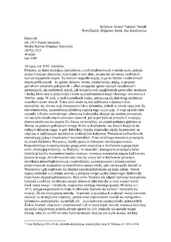 Dzienniki, T. 8: 1915 VII-VIII