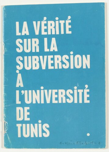 La vérité sur la subversion à l’université de Tunis