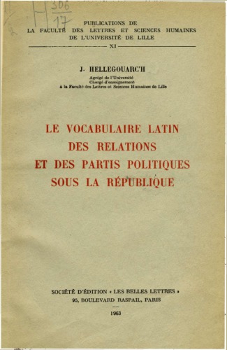 Le vocabulaire latin des relations et des partis politiques sous la République