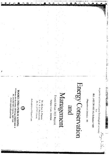 Energy Conservation & Management (for 6th & 8th sem GTU)