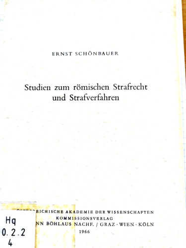 Studien zum römischen Strafrecht und Strafverfahren
