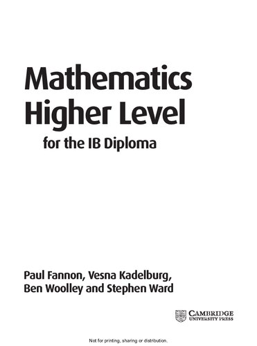 Mathematics for the IB Diploma: Higher Level