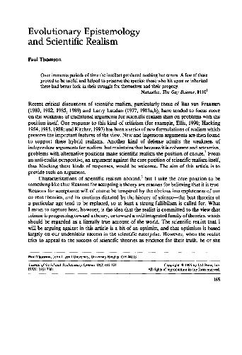 Evolutionary Epistemology and Scientific Realism