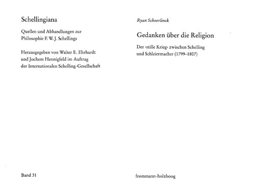 Gedanken über die Religion: Der »stille Krieg« zwischen Schelling und Schleiermacher