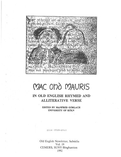 Mac ond Mauris in Old English Rhymed and Alliterative Verse