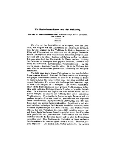 Wir Deutschamerikaner und der Weltkrieg (Schluss)