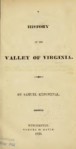 A History of the Valley of Virginia