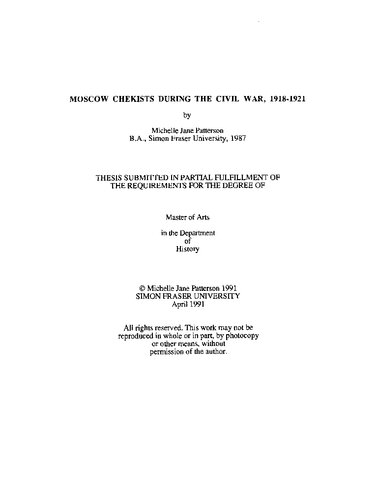 Moscow Chekists During the Civil War 1918-1921