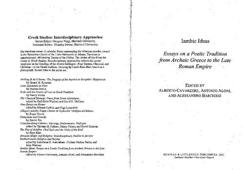 Iambic Ideas: Essays on a Poetic Tradition from Archaic Greece to the Late Roman Empire