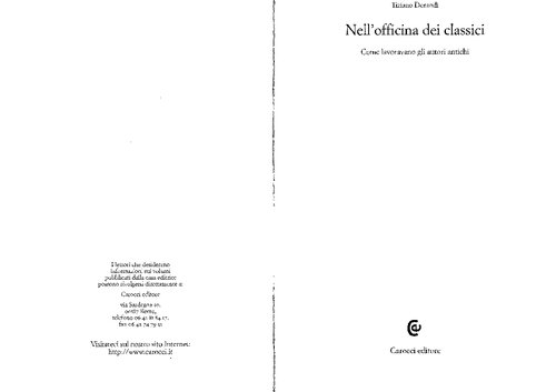 Nell'officina dei classici: come lavoravano gli autori antichi